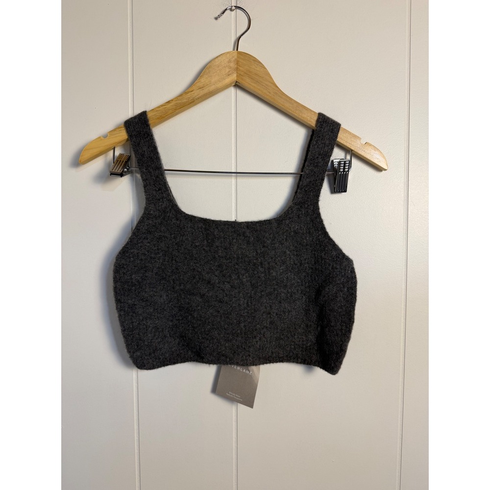 Everlane The Cozy-Stretch Tank M Heathered Charcoal Wool Yak Knit Crop Top